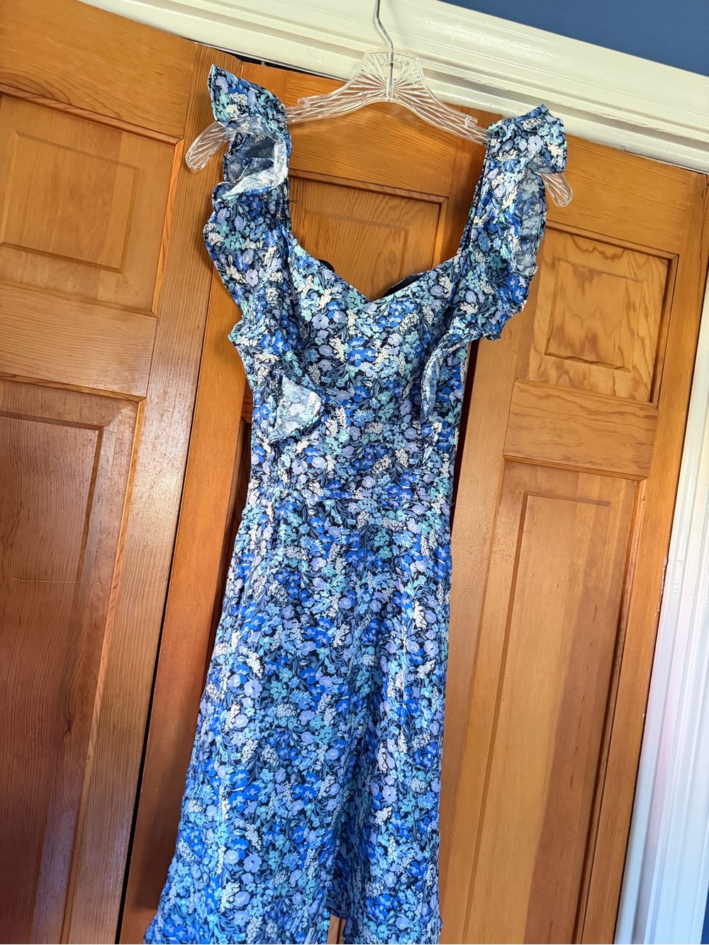 Francesca’s Trixxi Blue Floral Sundress with Ruffle Straps
